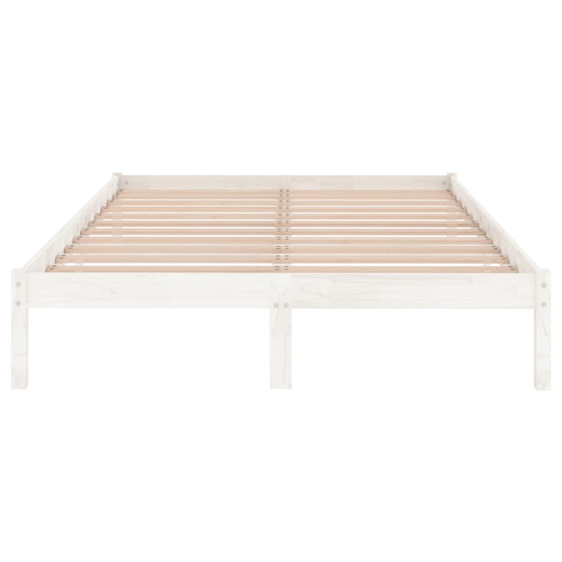 vidaXL Double fehér tömör fa ágykeret 135 x 190 cm