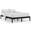 vidaXL Double fekete tömör fa ágykeret 135 x 190 cm