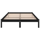 vidaXL Double fekete tömör fa ágykeret 135 x 190 cm