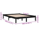 vidaXL Double fekete tömör fa ágykeret 135 x 190 cm