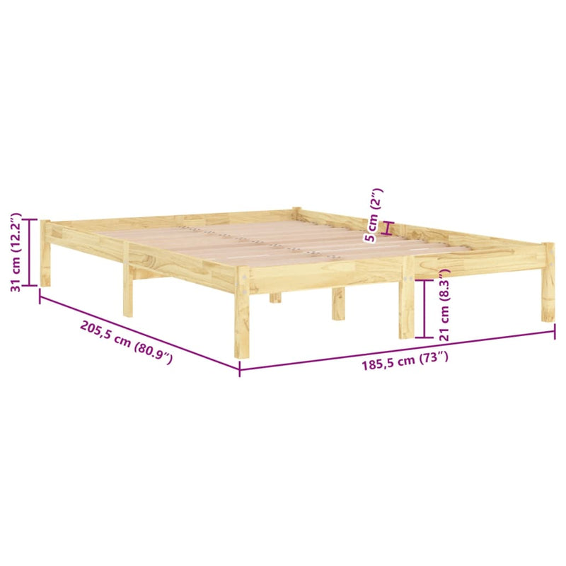 vidaXL Super King tömör fa ágykeret 180 x 200 cm