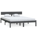 vidaXL Small Double szürke tömör fa ágykeret 120 x 190 cm