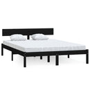 vidaXL fekete tömör fenyőfa ágykeret 140x190 cm