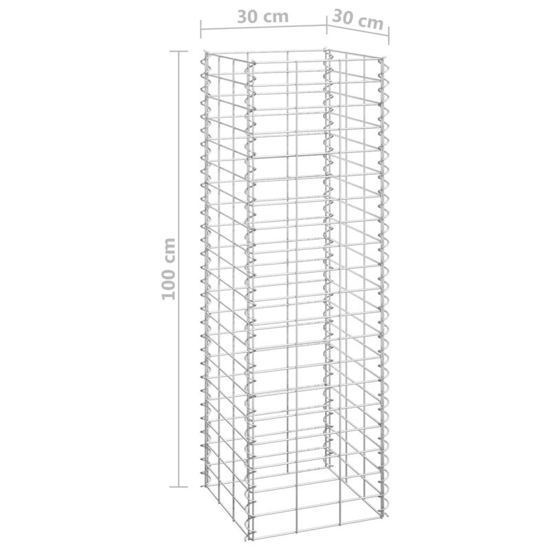 vidaXL 3 db vas gabion magaságyás 30 x 30 x 100 cm