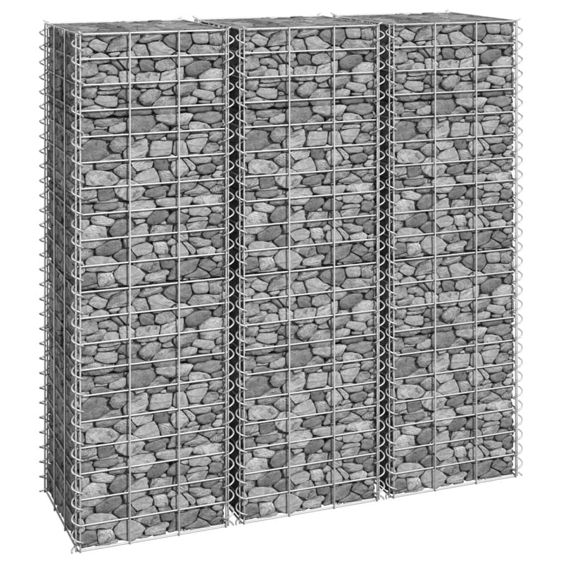 vidaXL 3 db vas gabion magaságyás 30 x 30 x 100 cm