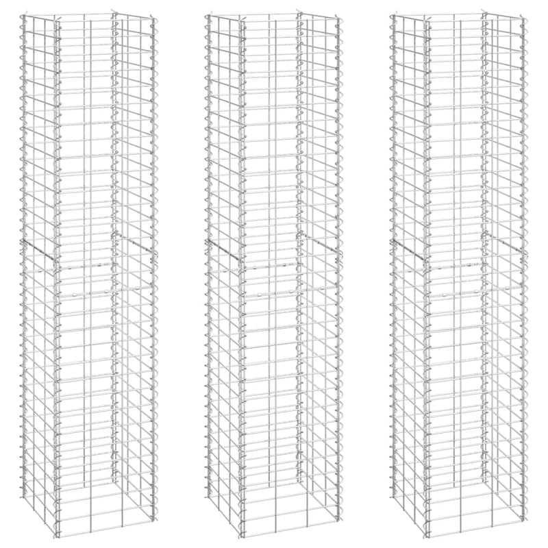 vidaXL 3 db vas gabion magaságyás 30 x 30 x 150 cm