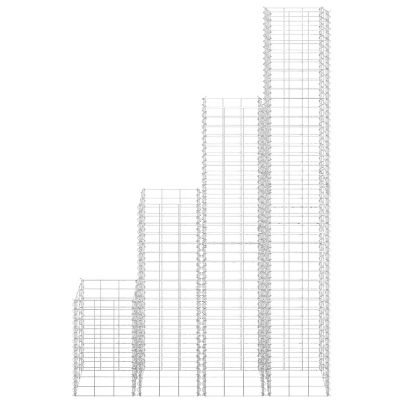 vidaXL 4 db vas gabion magaságyás 30 x 30 x 50 / 100 / 150 / 200 cm