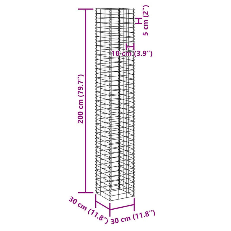 vidaXL 4 db vas gabion magaságyás 30 x 30 x 50 / 100 / 150 / 200 cm