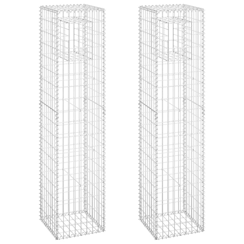 vidaXL 2 db vas gabionkosaras oszlop 40 x 40 x 180 cm