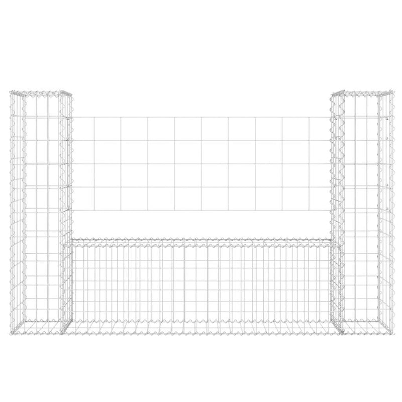vidaXL U-alakú vas gabionkosár 2 oszloppal 40 x 20 x 100 cm