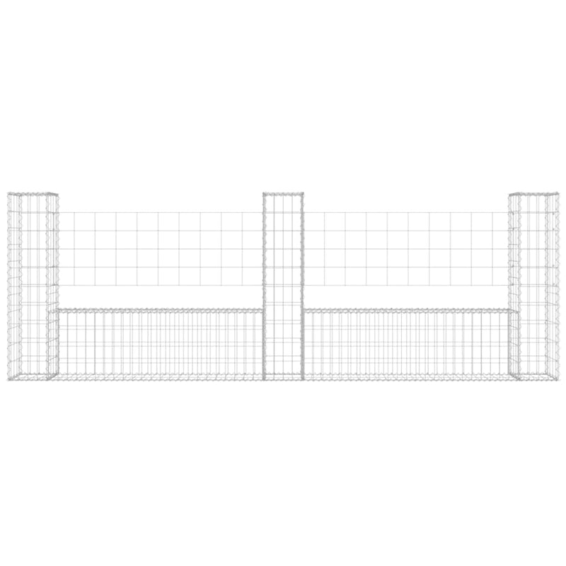 vidaXL U-alakú vas gabionkosár 3 oszloppal 260 x 20 x 100 cm
