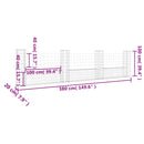 vidaXL U-alakú vas gabionkosár 4 oszloppal 380 x 20 x 100 cm