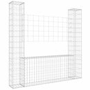 vidaXL U-alakú vas gabionkosár 2 oszloppal 140 x 20 x 150 cm