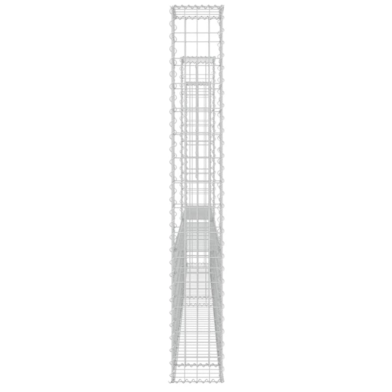 vidaXL U-alakú vas gabionkosár 3 oszloppal 260 x 20 x 150 cm