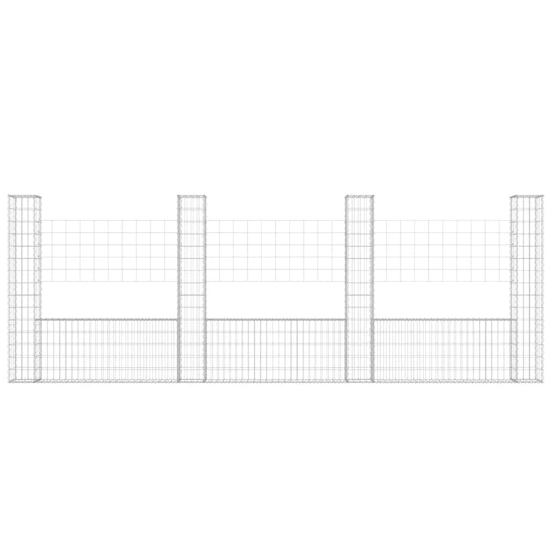 vidaXL U-alakú vas gabionkosár 4 oszloppal 380 x 20 x 150 cm