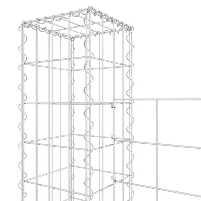 vidaXL U-alakú vas gabionkosár 4 oszloppal 380 x 20 x 150 cm