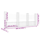 vidaXL U-alakú vas gabionkosár 4 oszloppal 380 x 20 x 150 cm
