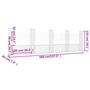 vidaXL U-alakú vas gabionkosár 5 oszloppal 500 x 20 x 150 cm