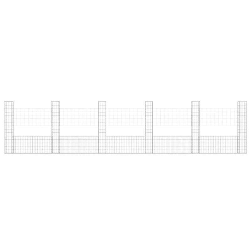 vidaXL U-alakú vas gabionkosár 6 oszloppal 620 x 20 x 150 cm