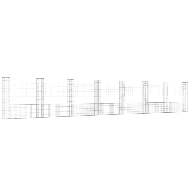 vidaXL U-alakú vas gabionkosár 8 oszloppal 860 x 20 x 150 cm