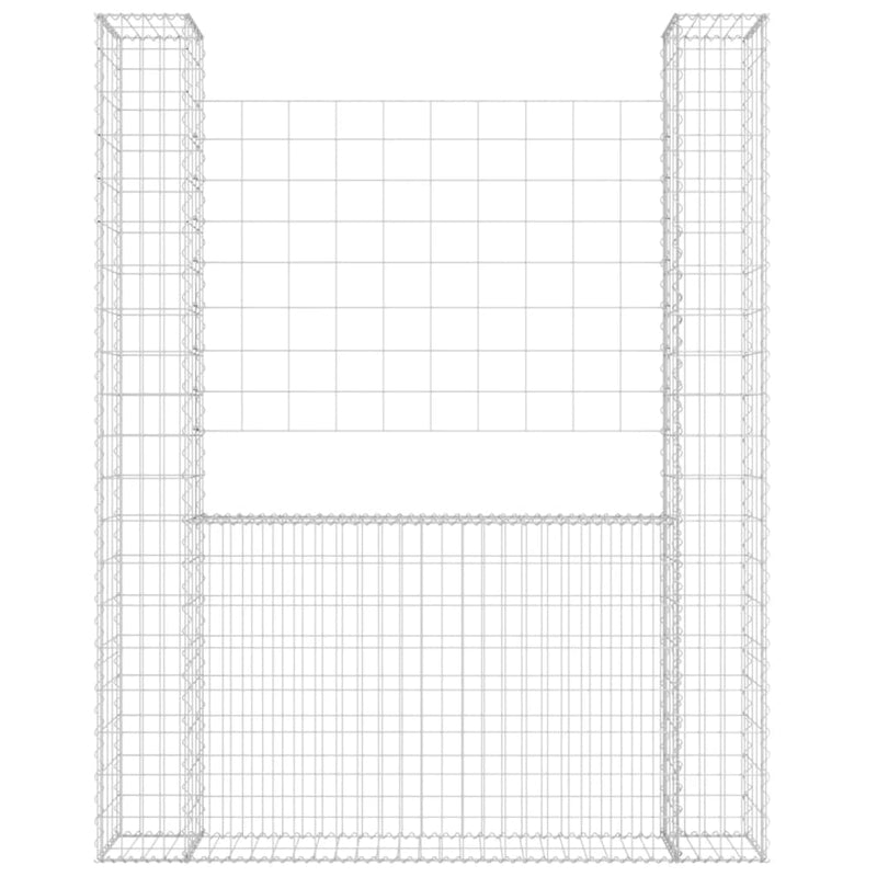 vidaXL U-alakú vas gabionkosár 2 oszloppal 140 x 20 x 200 cm