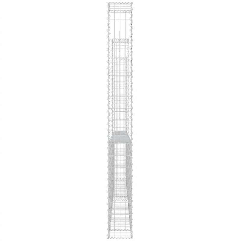 vidaXL U-alakú vas gabionkosár 2 oszloppal 140 x 20 x 200 cm