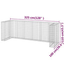 vidaXL horganyzott acél gabionfal szemeteskukákhoz 325 x 100 x 110 cm