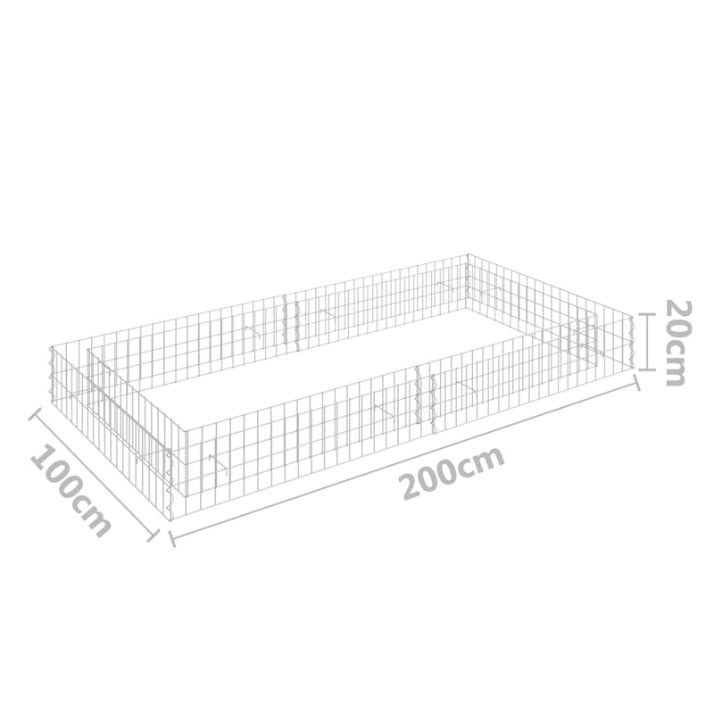 vidaXL horganyzott acél gabion magaságyás 200 x 100 x 20 cm