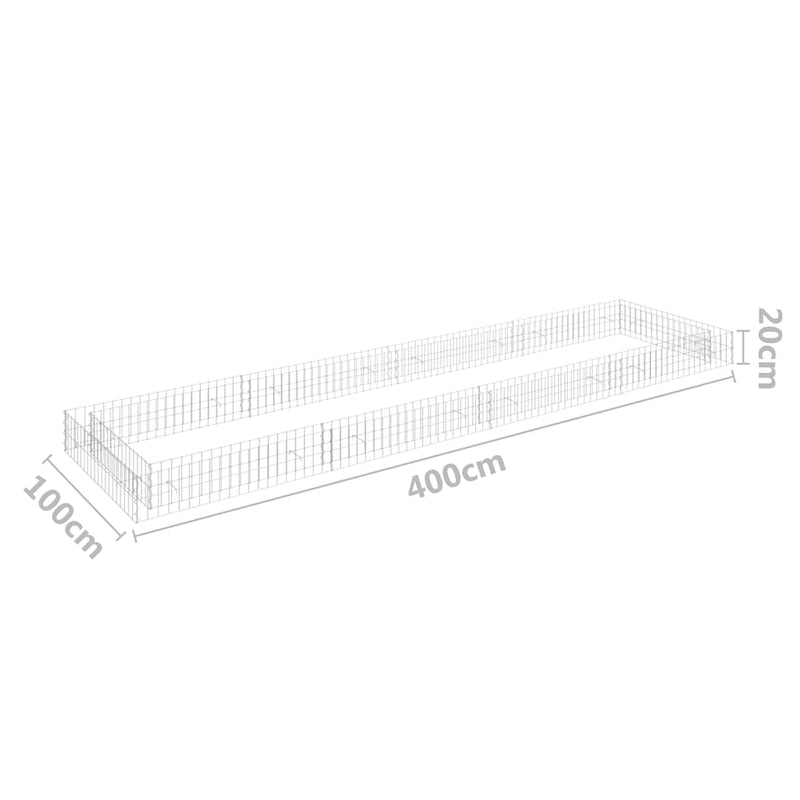 vidaXL horganyzott acél gabion magaságyás 400 x 100 x 20 cm
