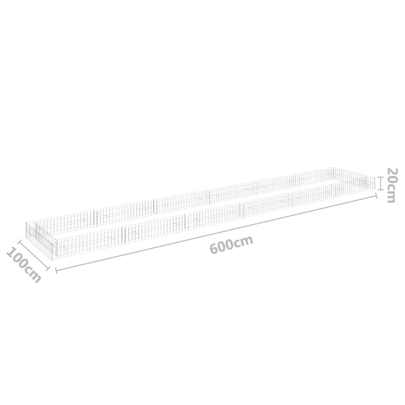 vidaXL horganyzott acél gabion magaságyás 600 x 100 x 20 cm