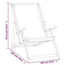 vidaXL krémszínű tömör tíkfa összecsukható strandszék