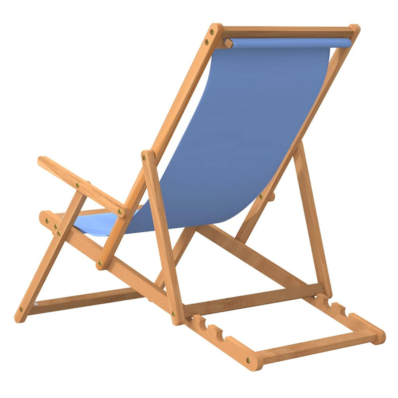 vidaXL kék tömör tíkfa összecsukható strandszék