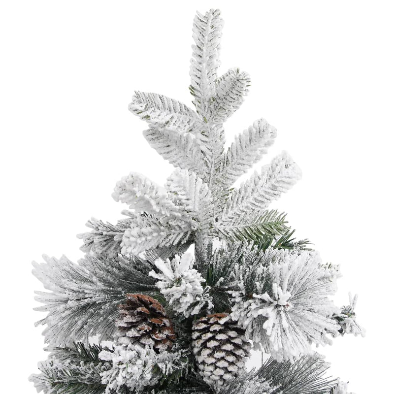 vidaXL PVC/PE karácsonyfa pelyhes hóval és tobozokkal 150 cm