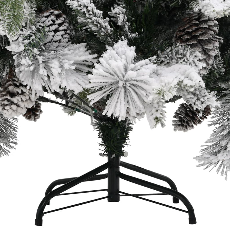 vidaXL PVC/PE karácsonyfa pelyhes hóval és tobozokkal 150 cm