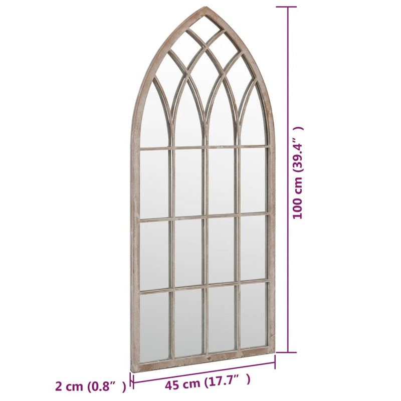 vidaXL homokszínű vas kerti tükör kültéri használatra 100 x 45 cm