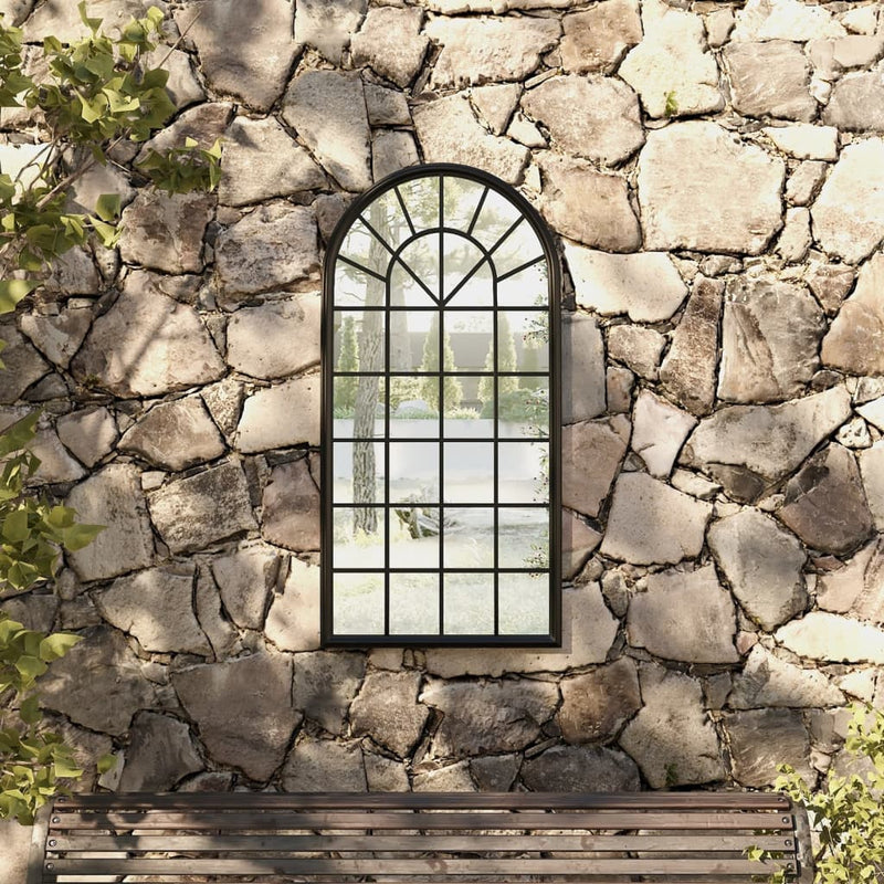vidaXL fekete vas kerti tükör kültéri használatra 90 x 45 cm