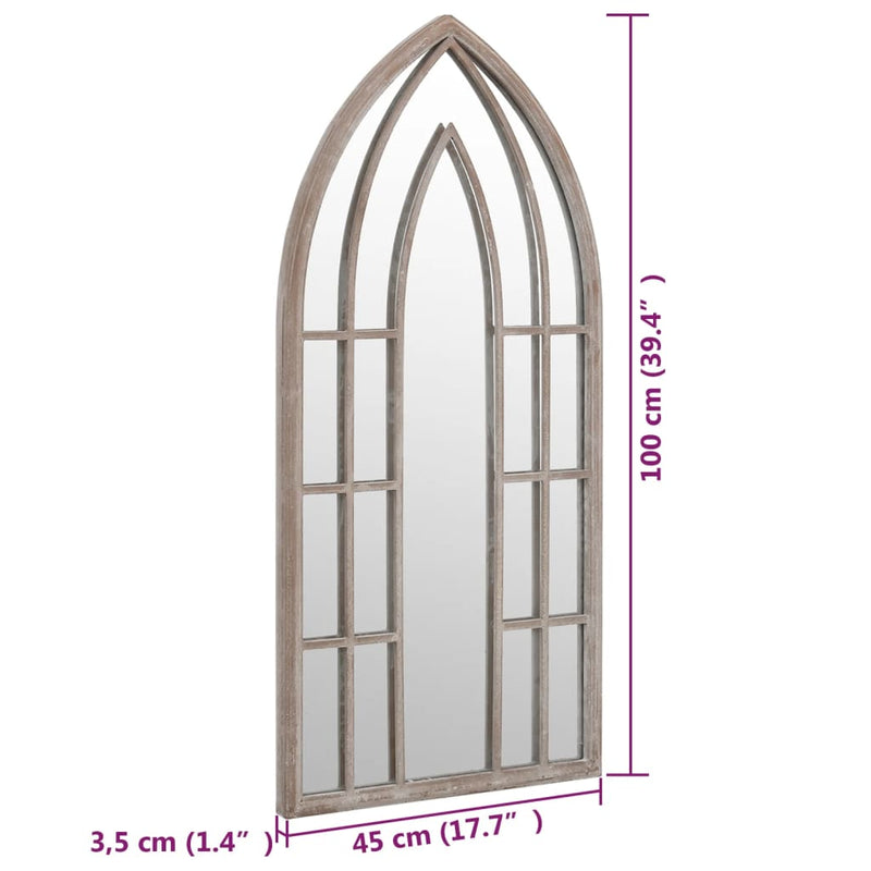 vidaXL homokszínű vas kerti tükör kültéri használatra 100 x 45 cm