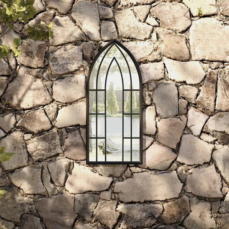 vidaXL fekete vas kerti tükör kültéri használatra 70 x 30 cm