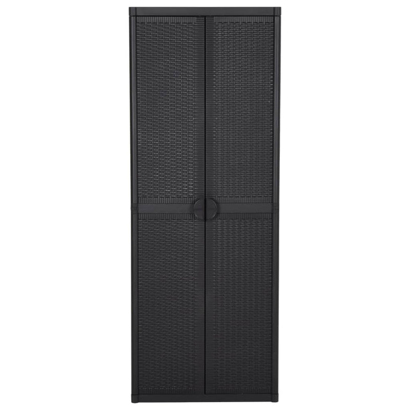 vidaXL fekete PP rattan kerti tárolószekrény 65 x 45 x 172 cm