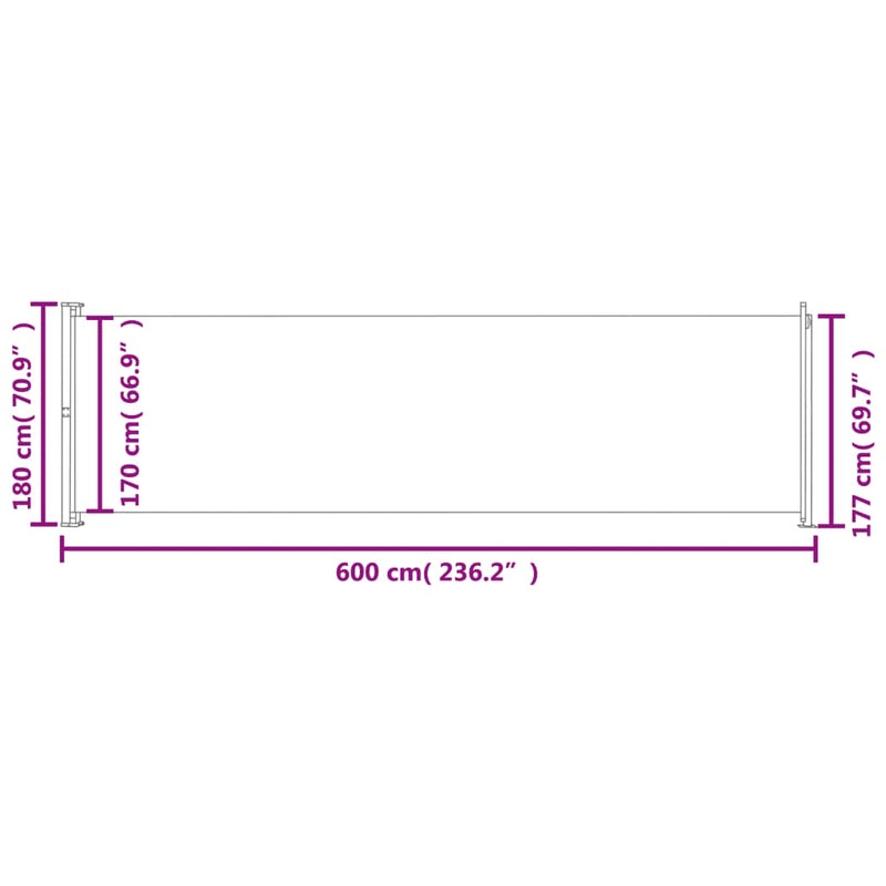 vidaXL kék behúzható oldalsó terasznapellenző 180 x 600 cm