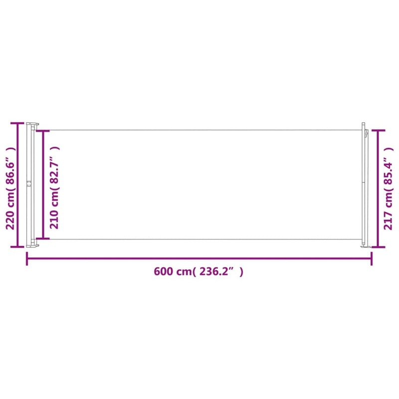 vidaXL kék behúzható oldalsó terasznapellenző 220 x 600 cm