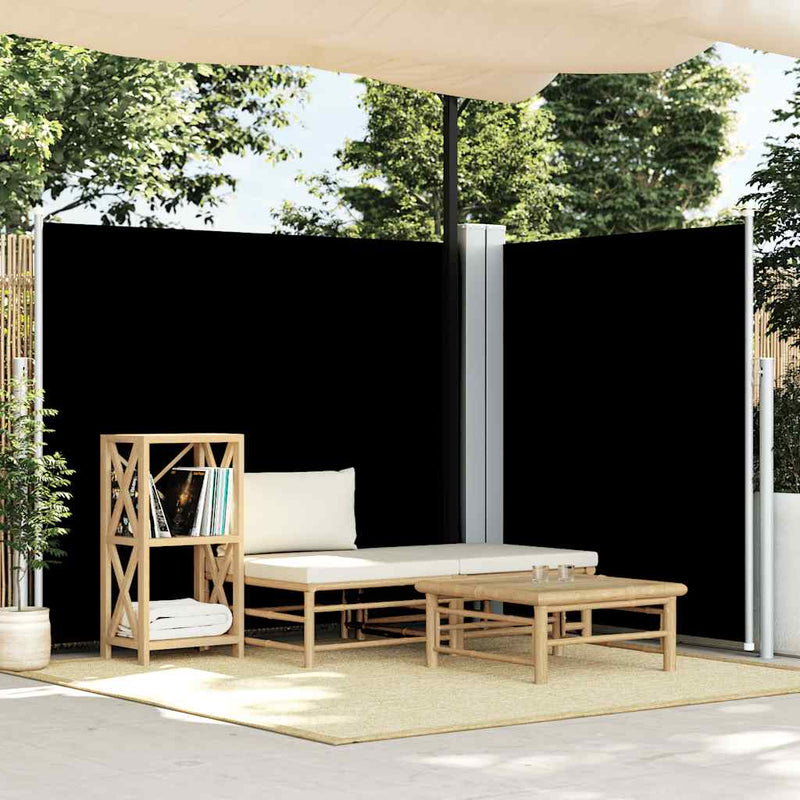 vidaXL fekete behúzható oldalsó napellenző 180 x 600 cm