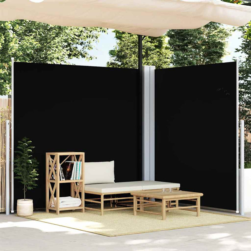 vidaXL fekete behúzható oldalsó napellenző 200 x 600 cm