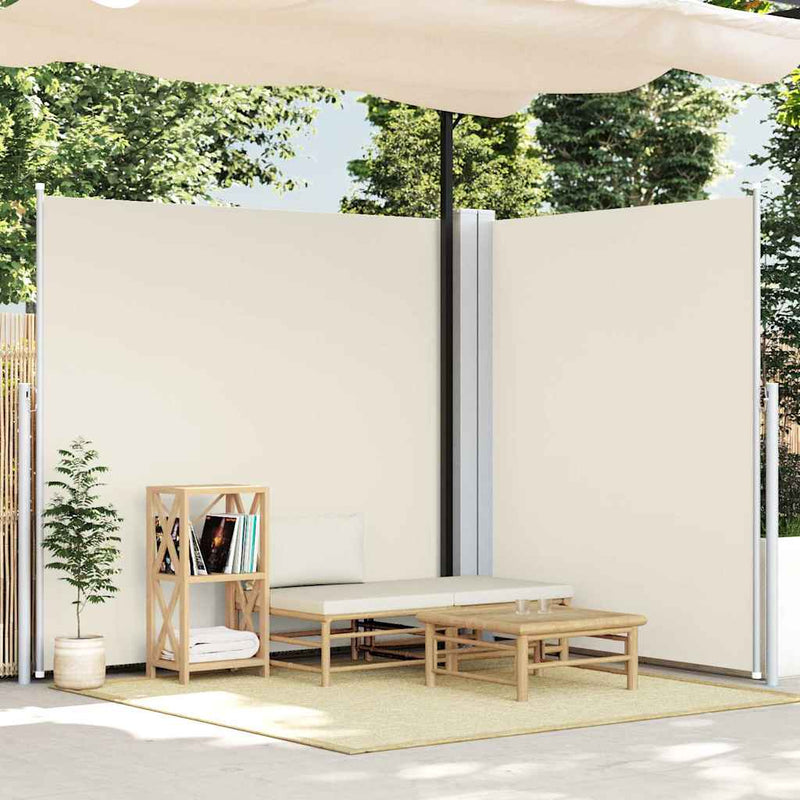 vidaXL krémszínű behúzható oldalsó napellenző 200 x 600 cm