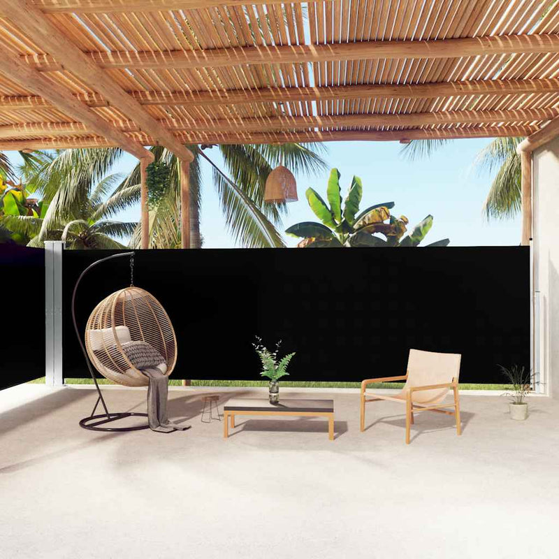 vidaXL fekete behúzható oldalsó napellenző 180 x 1000 cm
