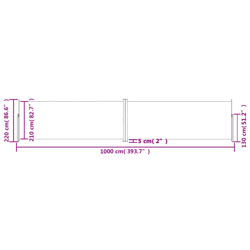 vidaXL antracitszürke behúzható oldalsó napellenző 220 x 1000 cm