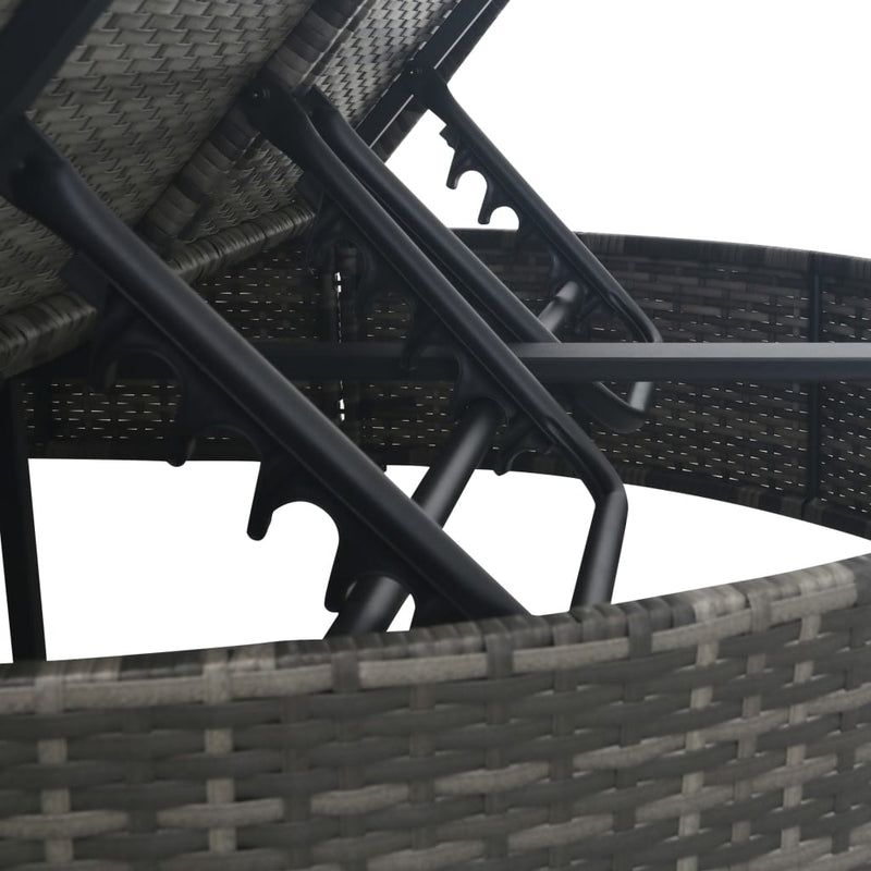 vidaXL 2 személyes szürke kerti polyrattan napozóágy párnával