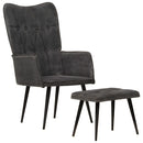 vidaXL fekete vintage vászon szárnyas szék lábtartóval