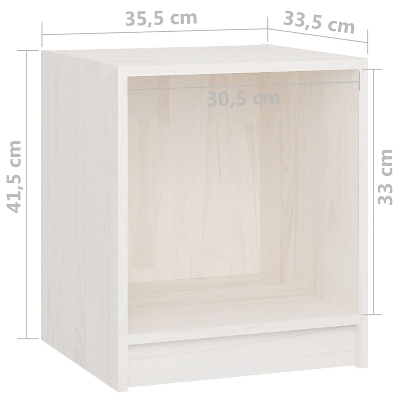 vidaXL 2 db fehér tömör fenyőfa éjjeliszekrény 35,5 x 33,5 x 41,5 cm