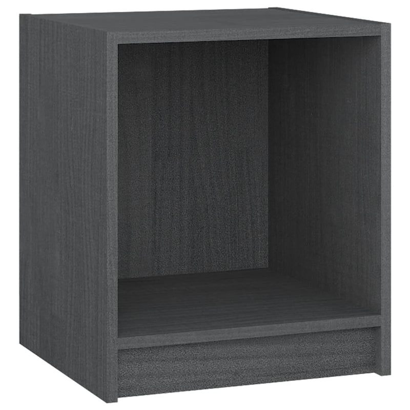 vidaXL 2 db szürke tömör fenyőfa éjjeliszekrény 35,5 x 33,5 x 41,5 cm